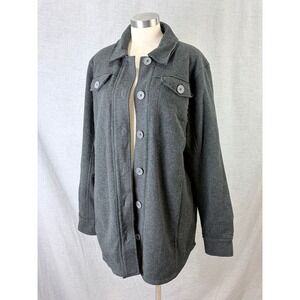 Oiselle Lauren Shacket Gray Heather Boiled Wool Green Lining L/XL Spring Jacket